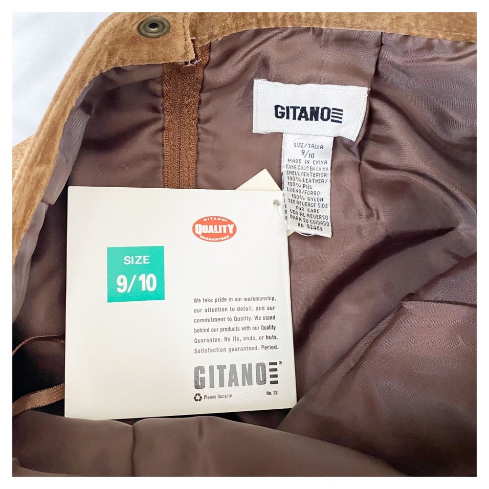 GITANO Vintage 90s NWT Deadstock Suede Leather Pencil Skirt Back Split Lined Siz - Picture 6 of 9